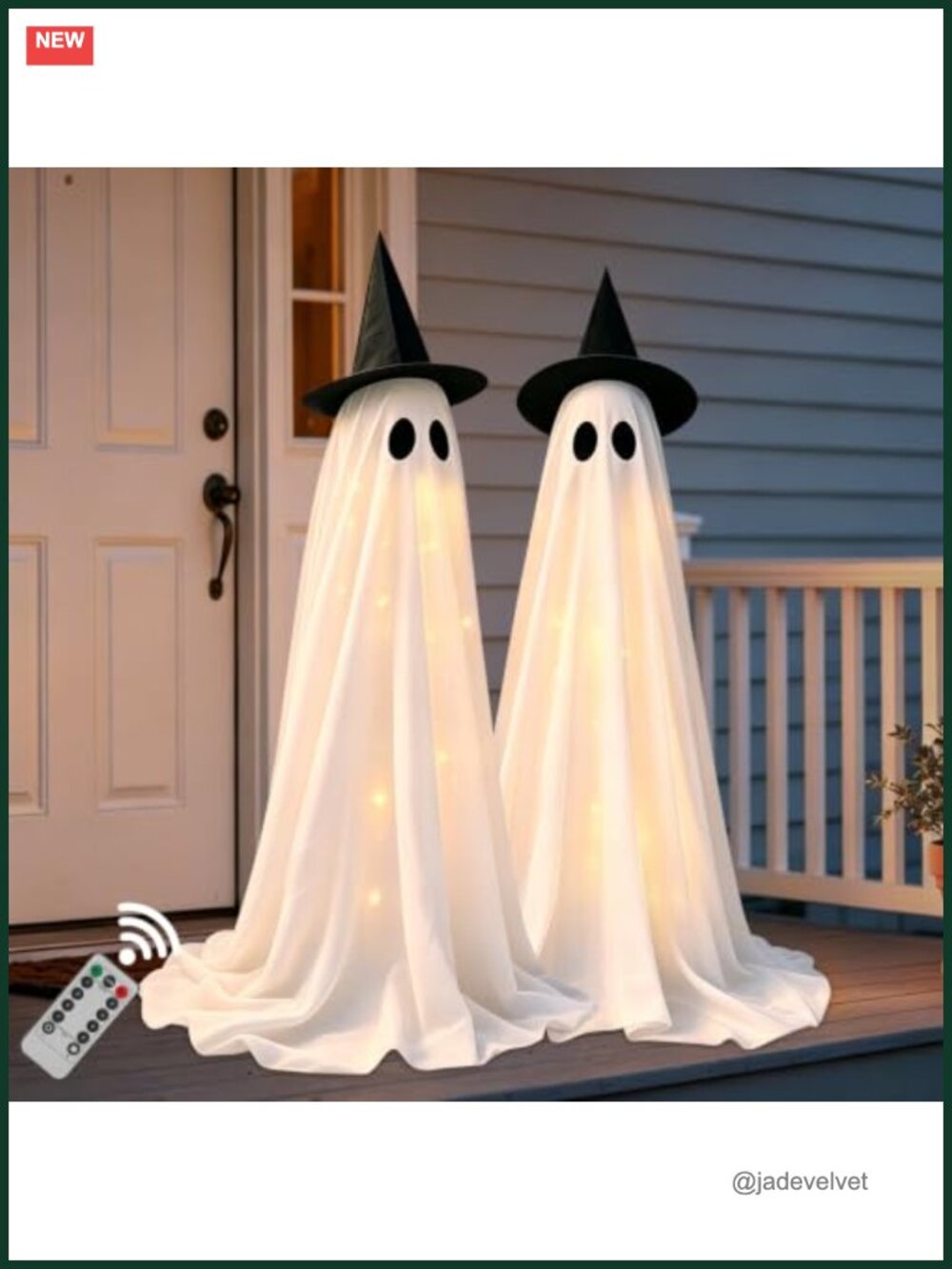 2 Ghost Halloween Decorations Outdoor with Remote Lights - Glowing Set with